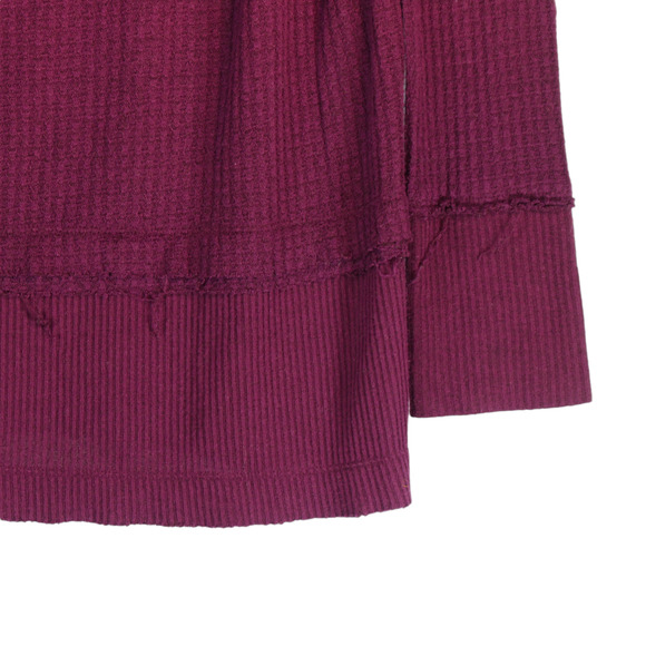 We The Free People Thermal Sweater Womens Large Burgundy Oversized Indie Soft - Picture 4 of 8